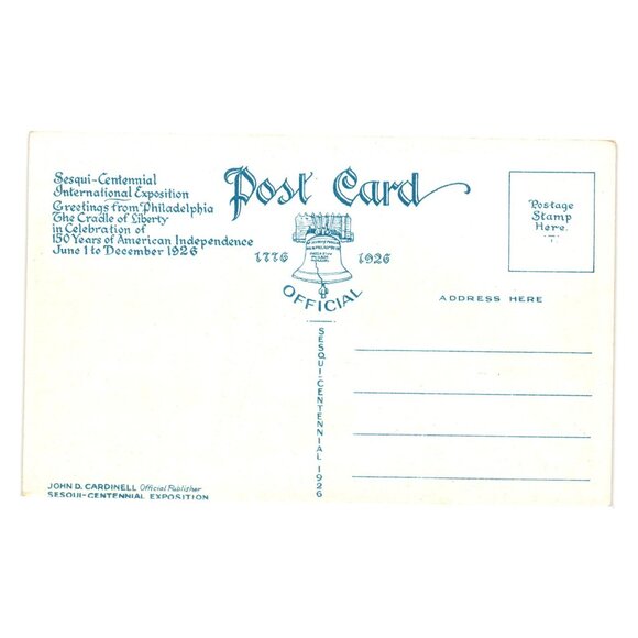 International Exposition Postcard Philadelphia 1926 Cradle Of Liberty USA - Picture 2 of 2